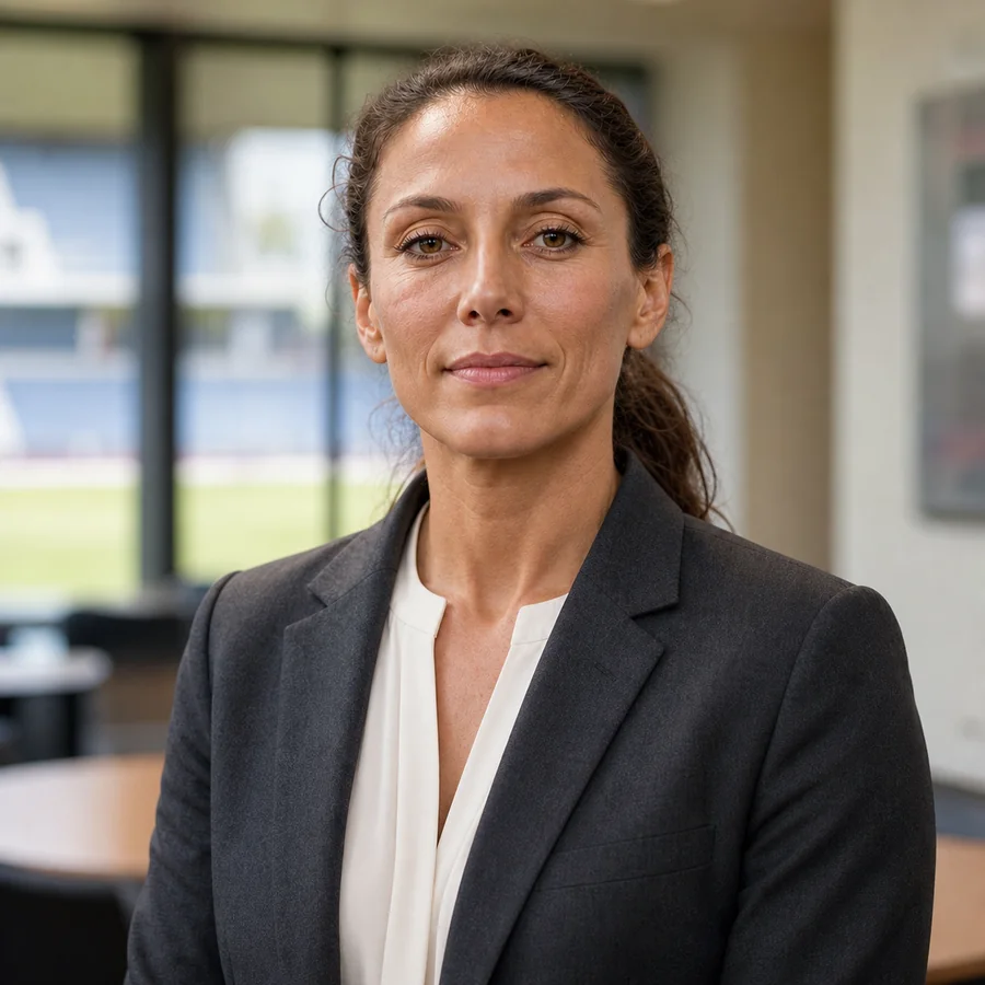 Anonymous natural professional portrait representing a female soccer official; client photo pending
